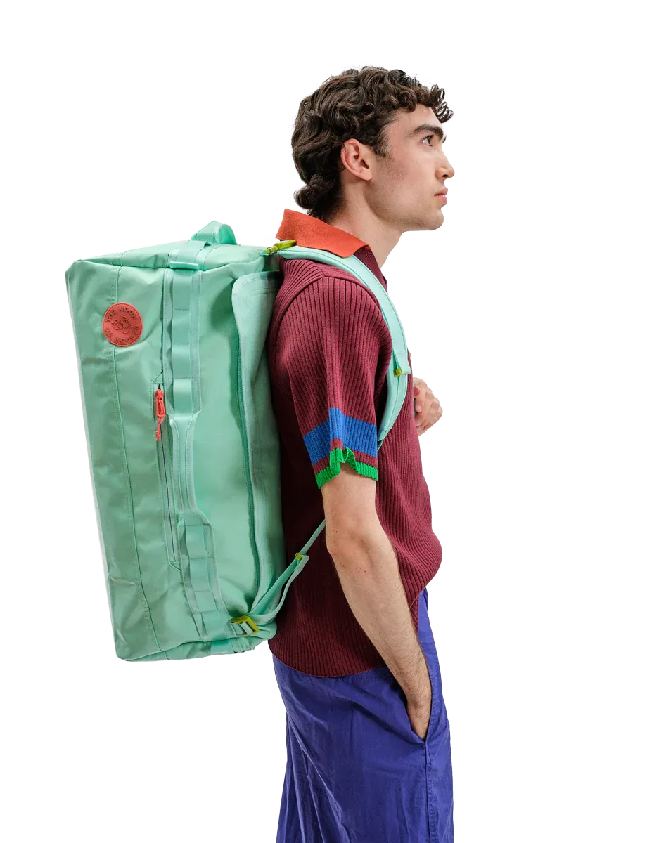 Lachlan wearing backpack, side angle
